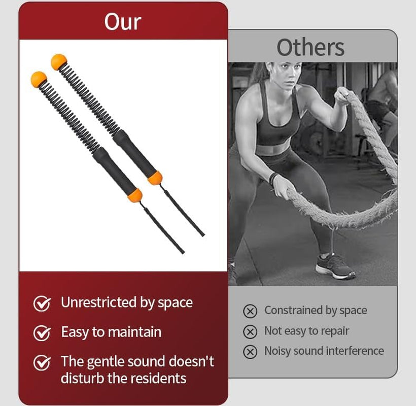 New Upgrade Ropeless Battle Ropes for Home Gym, 2 PCS Portable Quiet Cordless Battle Ropes for Women Men, Weighted Strength Training Gym Equipment for Arms, Core, Butt, Back, Legs (Black)